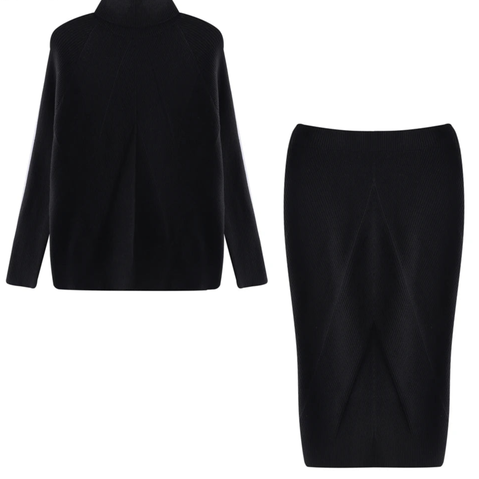 TAOVK Autumn Women's Costume Knitted Tracksuit Sweater + Slim Skirt Two-Piece Set