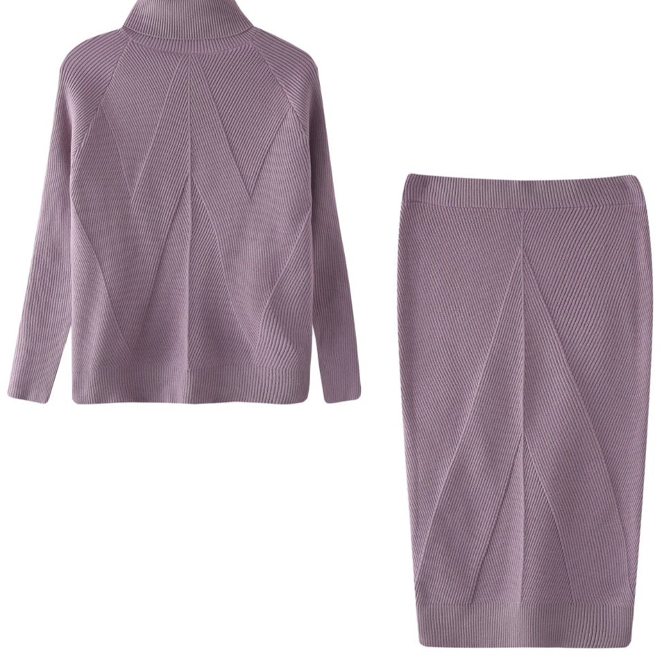 TAOVK Autumn Women's Costume Knitted Tracksuit Sweater + Slim Skirt Two-Piece Set
