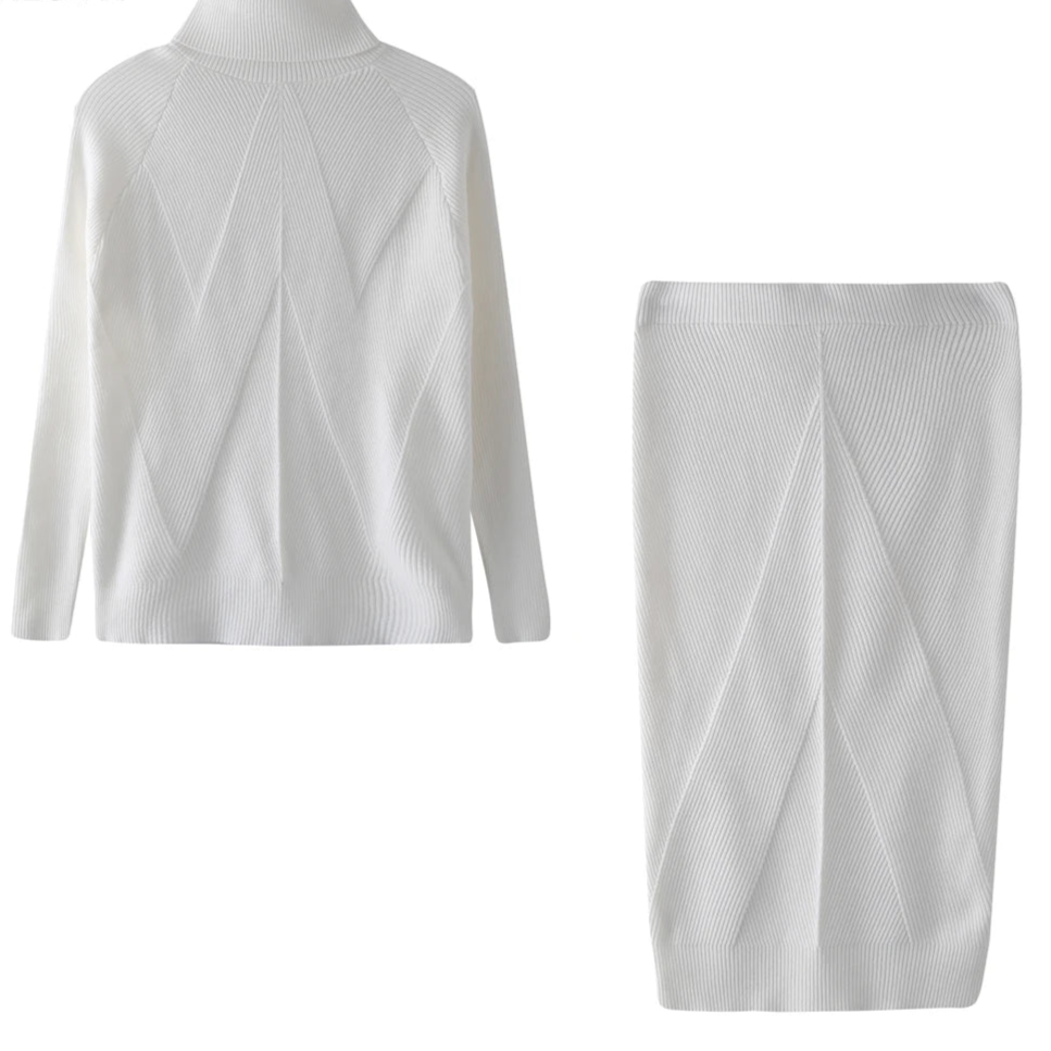 TAOVK Autumn Women's Costume Knitted Tracksuit Sweater + Slim Skirt Two-Piece Set