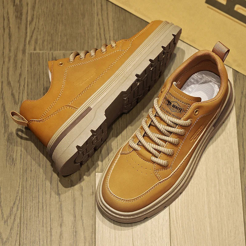 Four Seasons New Men's Casual Sports Shoes Flat Men's Walking Shoes Outdoor Anti Slip Work Shoes Solid Color Fashion Plus Size