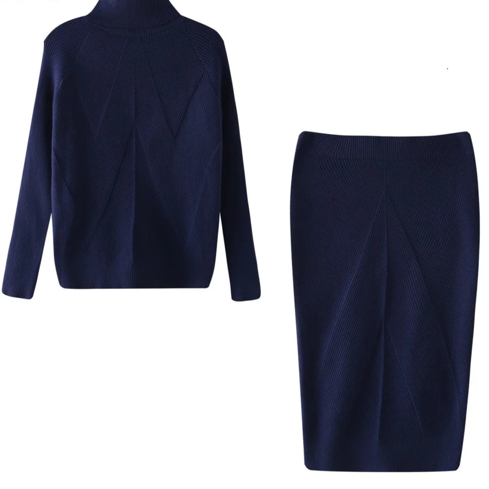 TAOVK Autumn Women's Costume Knitted Tracksuit Sweater + Slim Skirt Two-Piece Set