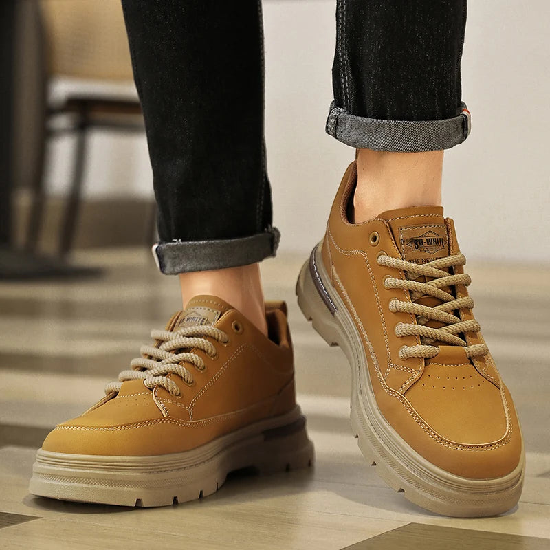 Four Seasons New Men's Casual Sports Shoes Flat Men's Walking Shoes Outdoor Anti Slip Work Shoes Solid Color Fashion Plus Size