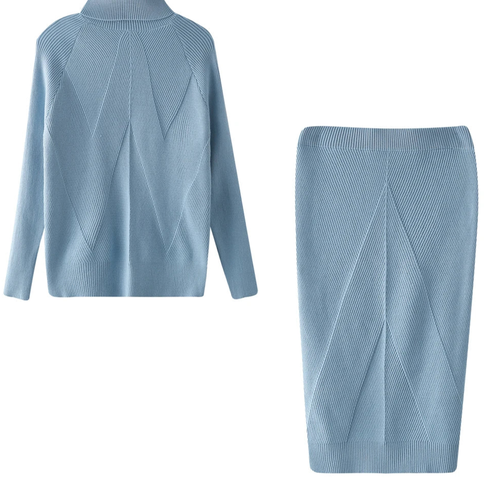 TAOVK Autumn Women's Costume Knitted Tracksuit Sweater + Slim Skirt Two-Piece Set