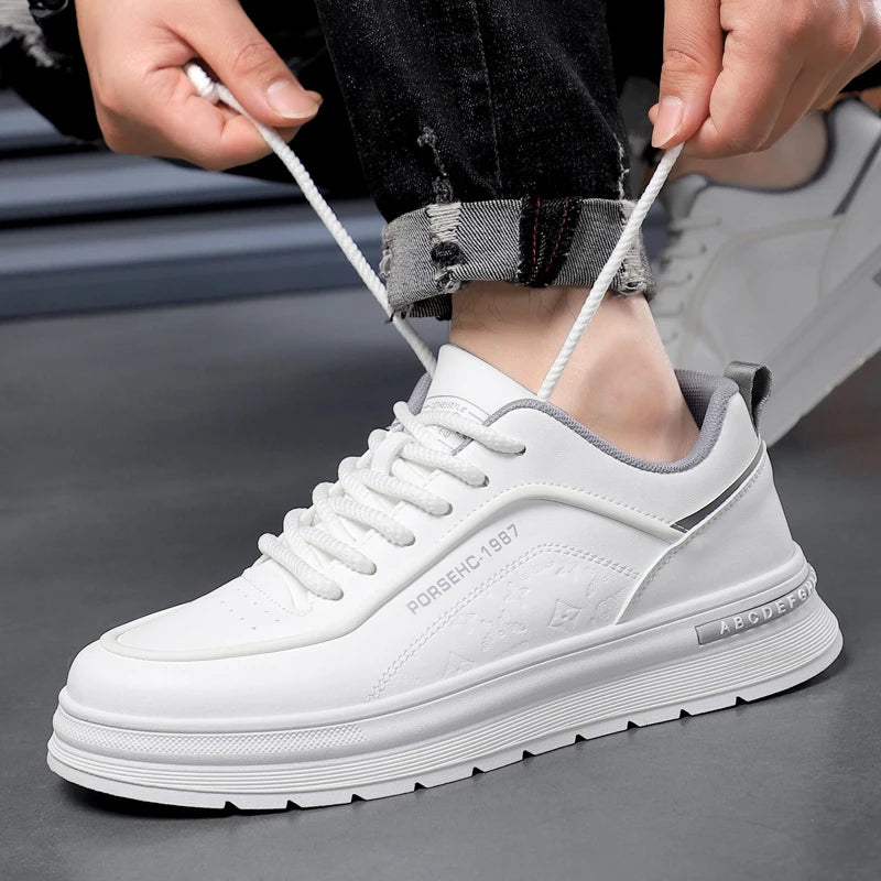 2025 Trendy Versatile Cloth Shoes Men's Spring New Breathable White Shoes Men's Sports and Leisure Board Shoes Trendy Shoes