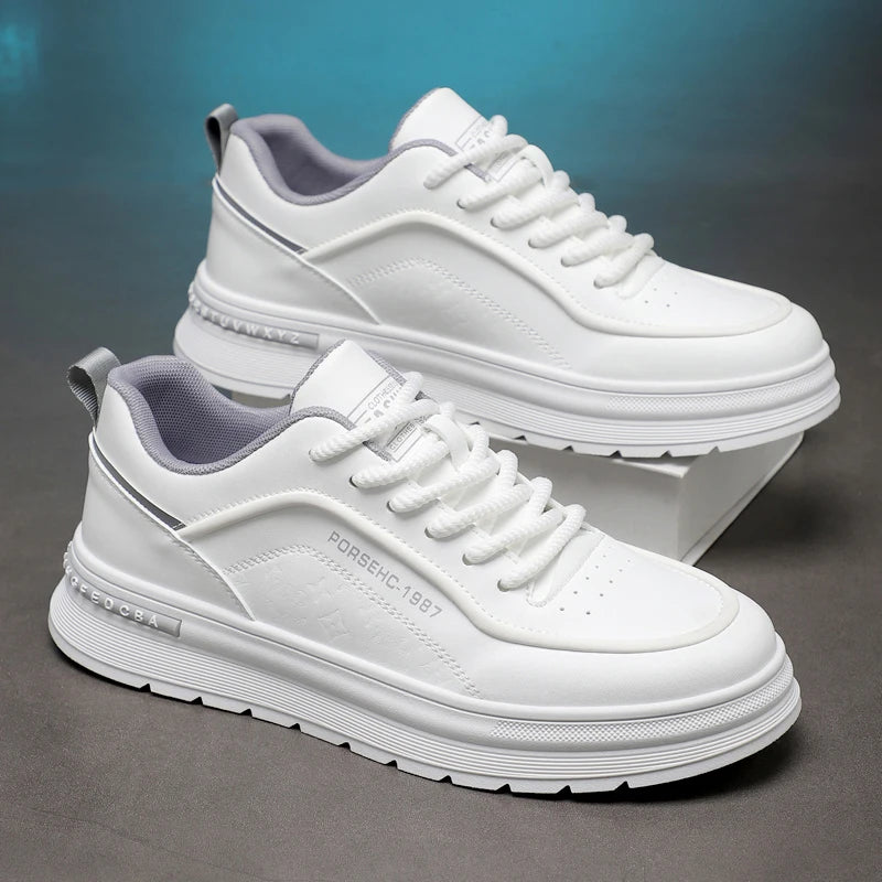 2025 Trendy Versatile Cloth Shoes Men's Spring New Breathable White Shoes Men's Sports and Leisure Board Shoes Trendy Shoes