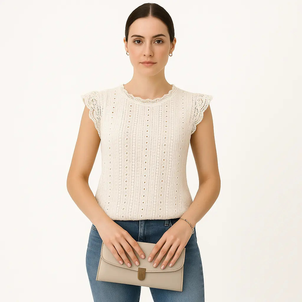 Lace Spliced Elegance Tee