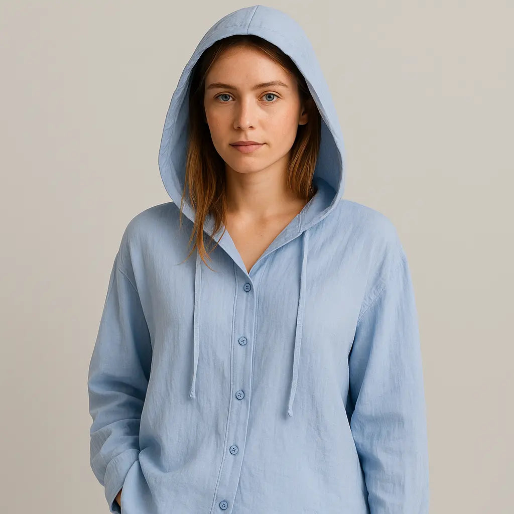 Cotton-Linen Hooded Shirt