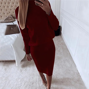 TAOVK Autumn Women's Costume Knitted  Tracksuit  Sweater + Slim Skirt Two-Piece Set