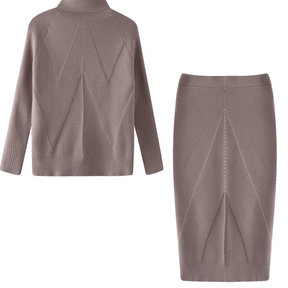TAOVK Autumn Women's Costume Knitted  Tracksuit  Sweater + Slim Skirt Two-Piece Set