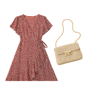Midi Dress V-Neck Bloom + Kensington Bag Gift