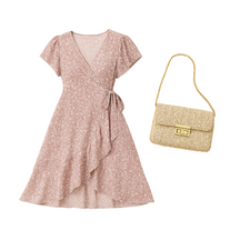 Midi Dress V-Neck Bloom + Kensington Bag Gift