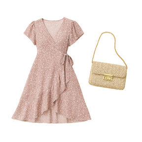 Midi Dress V-Neck Bloom + Kensington Bag Gift