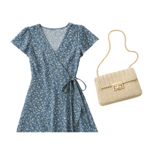 Midi Dress V-Neck Bloom + Kensington Bag Gift