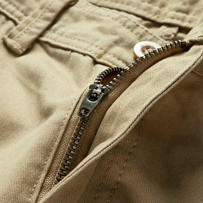 Summer thin multi pocket pure cotton workwear shorts men's oversized loose straight leg five point casual over knee beach shorts