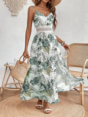 Floral Bohemian Women Dress Summer 2025 Vacation Beach Sundress Fashion Korean Female Clothing Slim Elegant Sexy Long Skirt M XL
