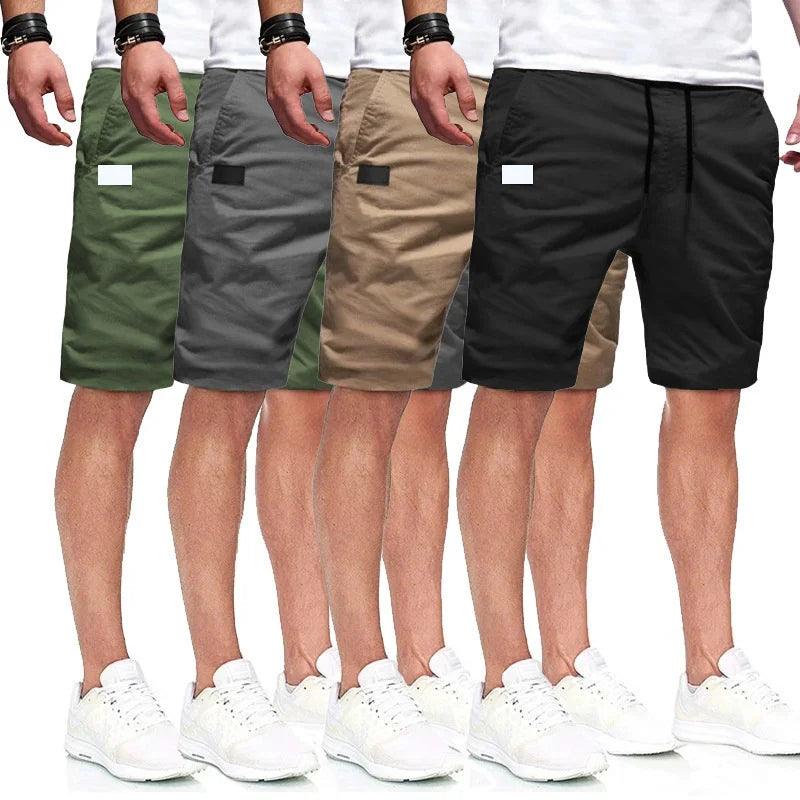 NEW Summer loose straight leg pants men sports Woven shorts Solid color cargo pants men's beach Casual pants Training bottoms