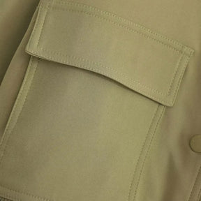 TRZA Women Fashion With Pockets Bomber Jacket Coats Vintage Long Sleeve Front Button Casual Female Outerwear Chic Tops