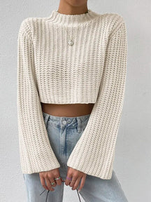 New Korean Style Solid Cropped Sweater Women Vintage Oversize Knit Jumper Fmale Autumn Long Sleeve O-neck Pullovers Tops