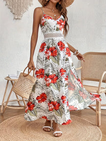 Floral Bohemian Women Dress Summer 2025 Vacation Beach Sundress Fashion Korean Female Clothing Slim Elegant Sexy Long Skirt M XL