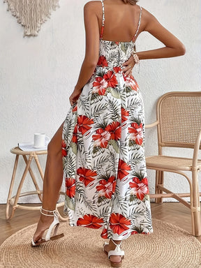 Floral Bohemian Women Dress Summer 2025 Vacation Beach Sundress Fashion Korean Female Clothing Slim Elegant Sexy Long Skirt M XL