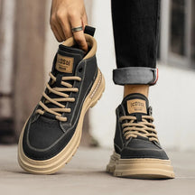 Men's new autumn breathable retro casual boots black simple comfortable daily casual flat work clothes men's shoes