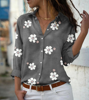 New in Stock Collar Long Sleeved Floral Printed Shirt with Stylish and Slim Fit