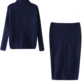 TAOVK Autumn Women's Costume Knitted  Tracksuit  Sweater + Slim Skirt Two-Piece Set