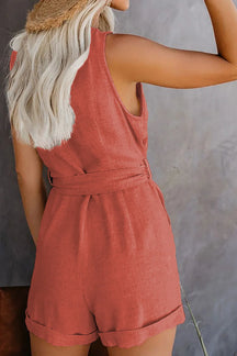 Women's Casual V-neck Monochromatic Jumpsuit, Five-Point Shorts, European and American, Summer, New, 2024