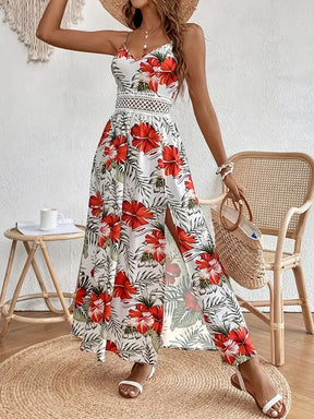 Floral Bohemian Women Dress Summer 2025 Vacation Beach Sundress Fashion Korean Female Clothing Slim Elegant Sexy Long Skirt M XL