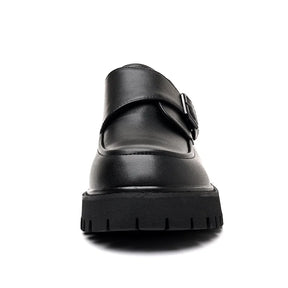 Men's Large Size Thick Bottom Heightening Leather Shoes Fashion Buckle British Style Suit Shoes round Head Selectively