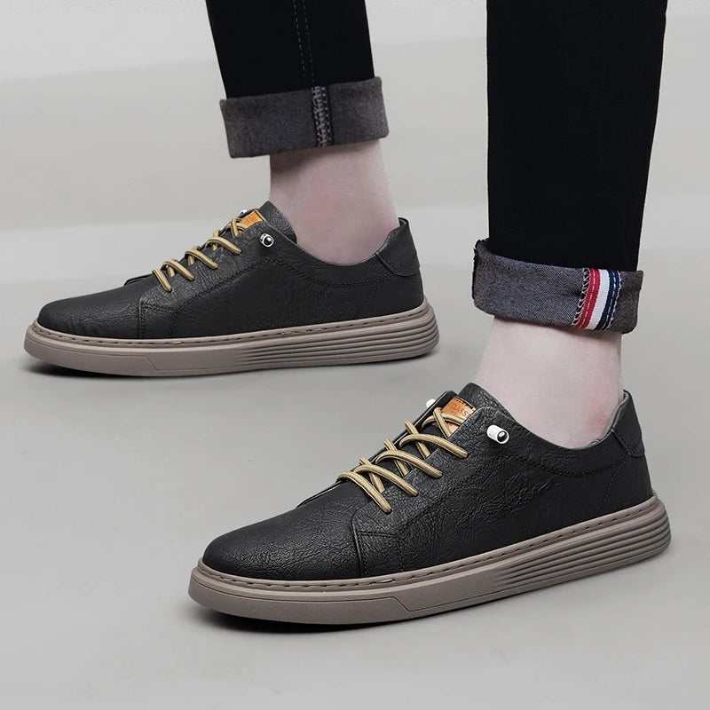 Genuine Leather Italian Casual Shoes Men's Lace Up Oxford Shoes Outdoor Jogging Shoes Office Men's Dress Shoes Large Size 36-45