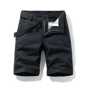 Summer thin multi pocket pure cotton workwear shorts men's oversized loose straight leg five point casual over knee beach shorts