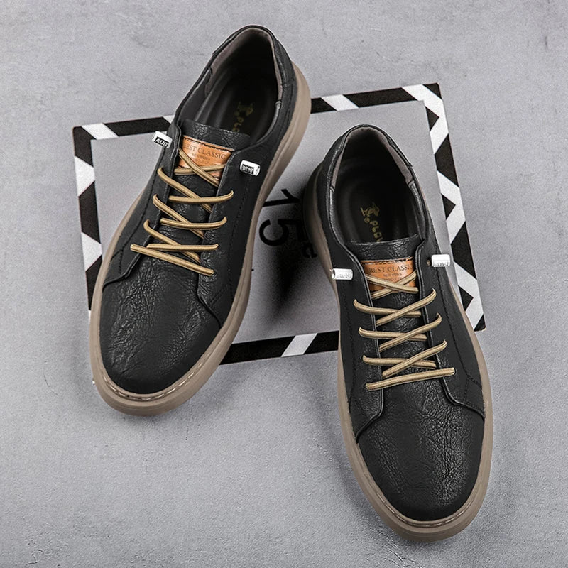 Genuine Leather Italian Casual Shoes Men's Lace Up Oxford Shoes Outdoor Jogging Shoes Office Men's Dress Shoes Large Size 36-45