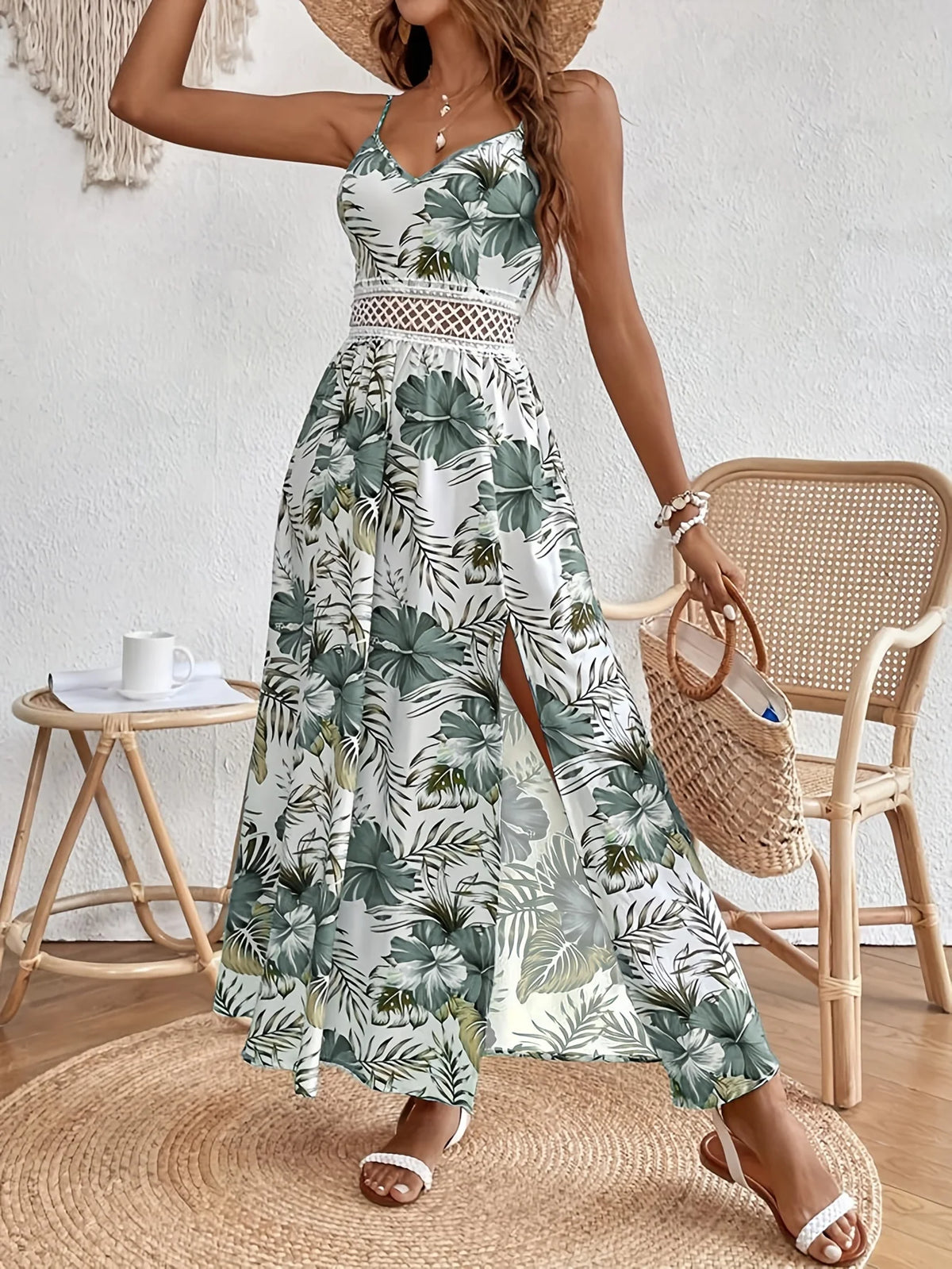Floral Bohemian Women Dress Summer 2025 Vacation Beach Sundress Fashion Korean Female Clothing Slim Elegant Sexy Long Skirt M XL