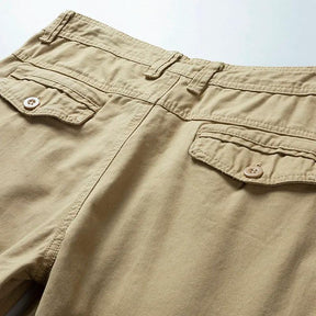 Summer thin multi pocket pure cotton workwear shorts men's oversized loose straight leg five point casual over knee beach shorts
