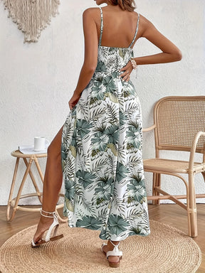 Floral Bohemian Women Dress Summer 2025 Vacation Beach Sundress Fashion Korean Female Clothing Slim Elegant Sexy Long Skirt M XL