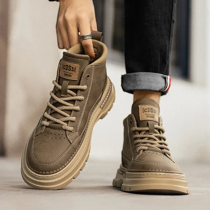 Men's new autumn breathable retro casual boots black simple comfortable daily casual flat work clothes men's shoes