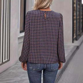 Simple and Fashionable Polka Dot Printed Shirt New Design Round Neck Puff Sleeves Chic Top