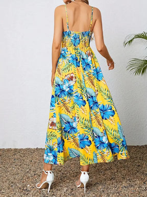 Floral Bohemian Women Dress Summer 2025 Vacation Beach Sundress Fashion Korean Female Clothing Slim Elegant Sexy Long Skirt M XL