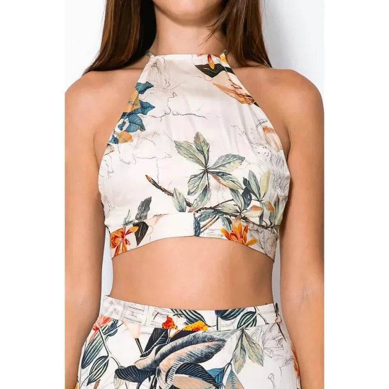 Women's Summer Strap Hanging Neck Bra+Half length Floor Sweeping Long Dress Sexy Fashion Two Piece Set